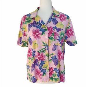Vintage Erika & Co. Tropical Pink Floral Shirt